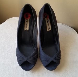 Steve Madden Suede Navy Blue Peep Toe Heels
